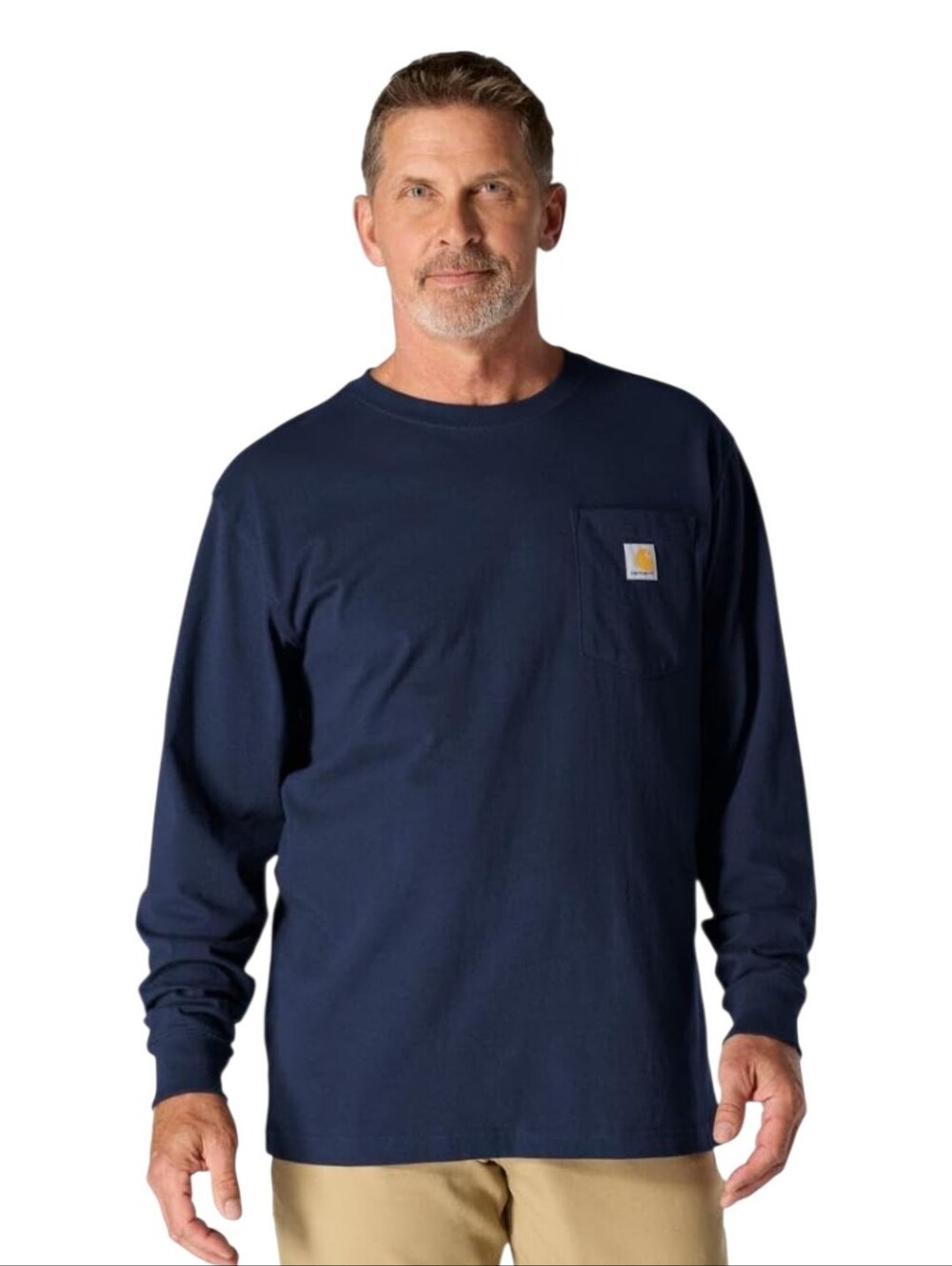 Carhartt Loose Fit Heavyweight Long Sleeve Pocket T-Shirt in Navy Blue